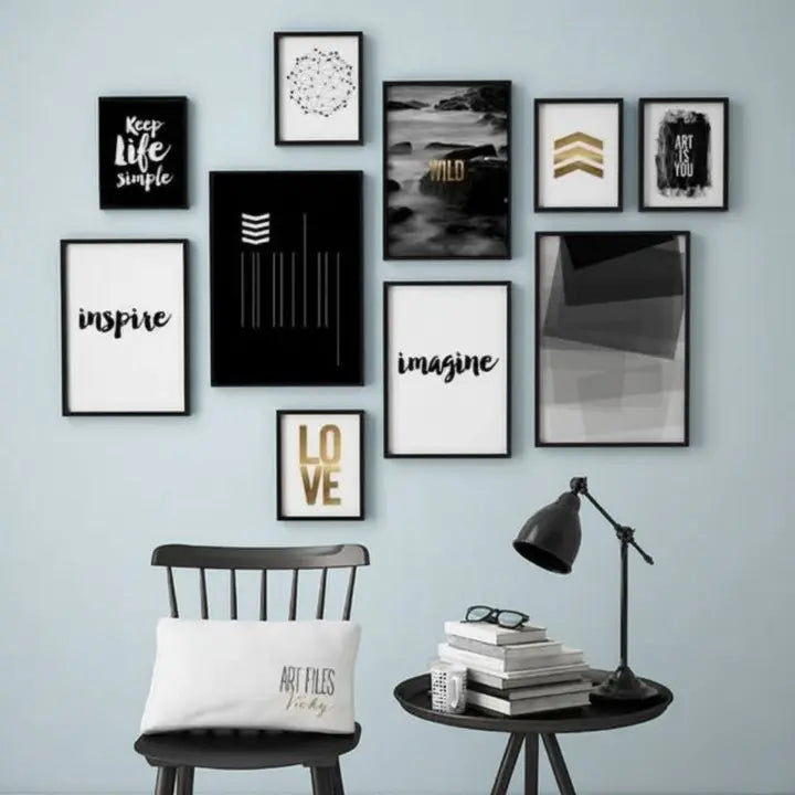 Motivational Wooden Wall Art Frame Set of 10 | Inspirational Quotes Decor By Choice