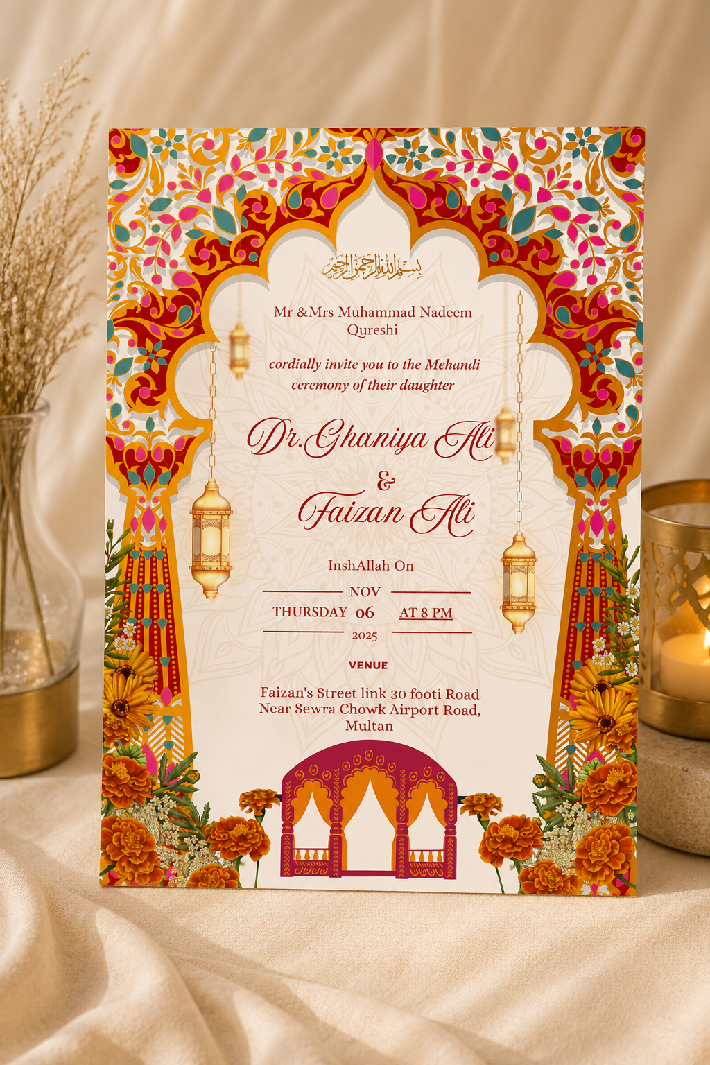 Personalised Mehndi Invitations | E-Invites, Digital & Printed Cards Decor By Choice