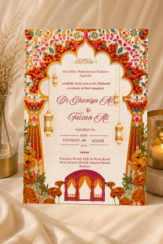 Personalised Mehndi Invitations | E-Invites, Digital & Printed Cards Decor By Choice