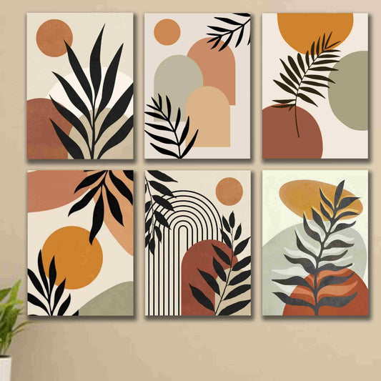 Set of 6 Abstract Art wooden frames for Wall Decor |sticky photo tiles|